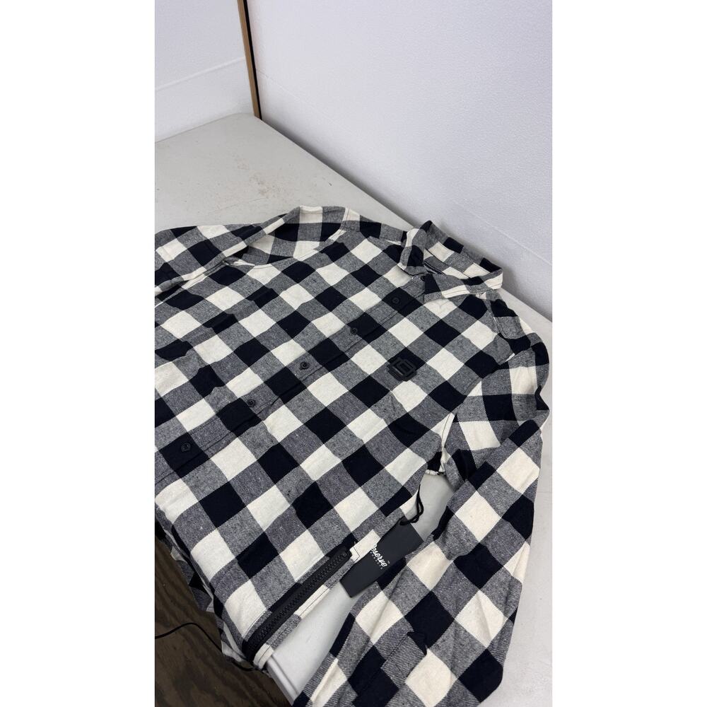 Dnine Reserve Men’s Black And White Plaid Button Up Shirt NWT SIZE M Long Sleeve
